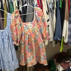 Floral womens Dress with Puff Sleeves